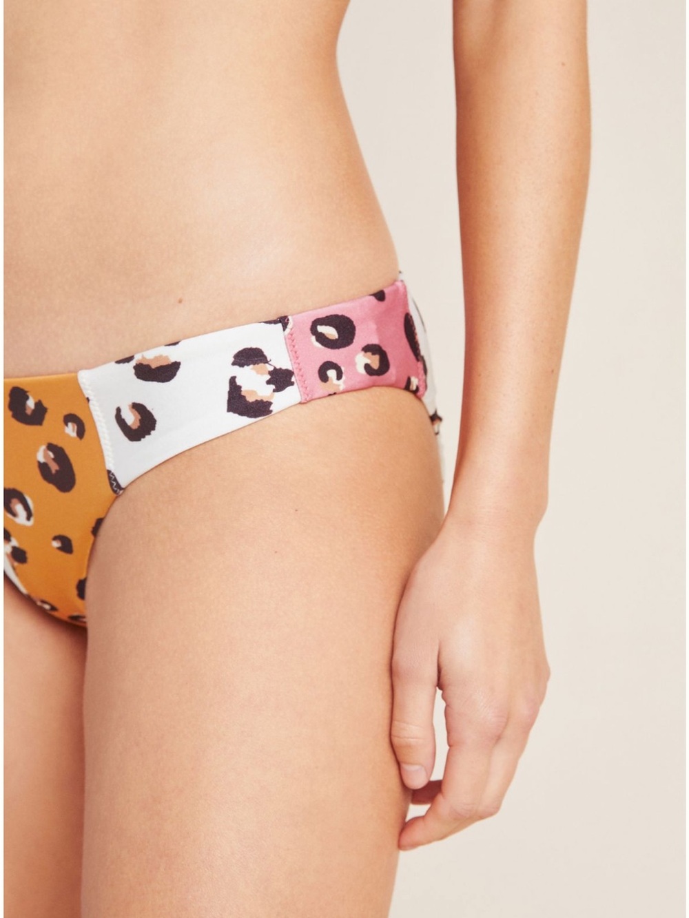 Red Carter Leopard Print Bikini Bottom - Pink, Mustard & Ivory